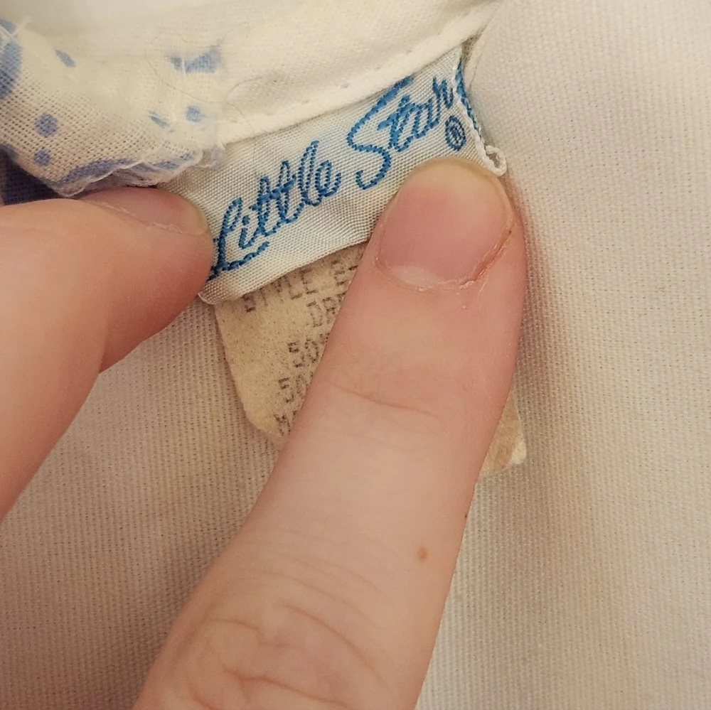 Girls Little Star Vtg Dress Blue White Beach Seashell Mid Sleeve Size 3t #JJ893